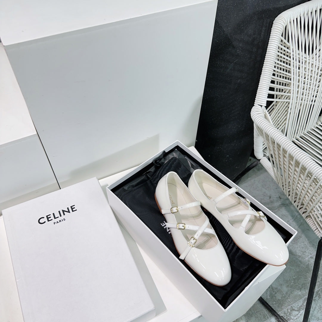 FLAT MARY JANE IN WHITE CALFSKIN