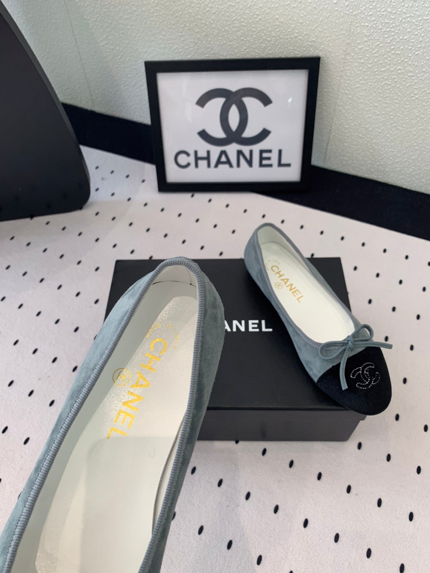 BALLET FLAT ICEBERG BLUE MIX BLACK VELVET