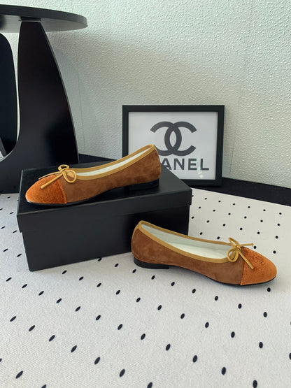 BALLET FLAT LIGHT BROWN MIX BROWN VELVET