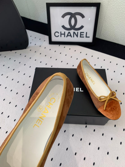 BALLET FLAT LIGHT BROWN MIX BROWN VELVET