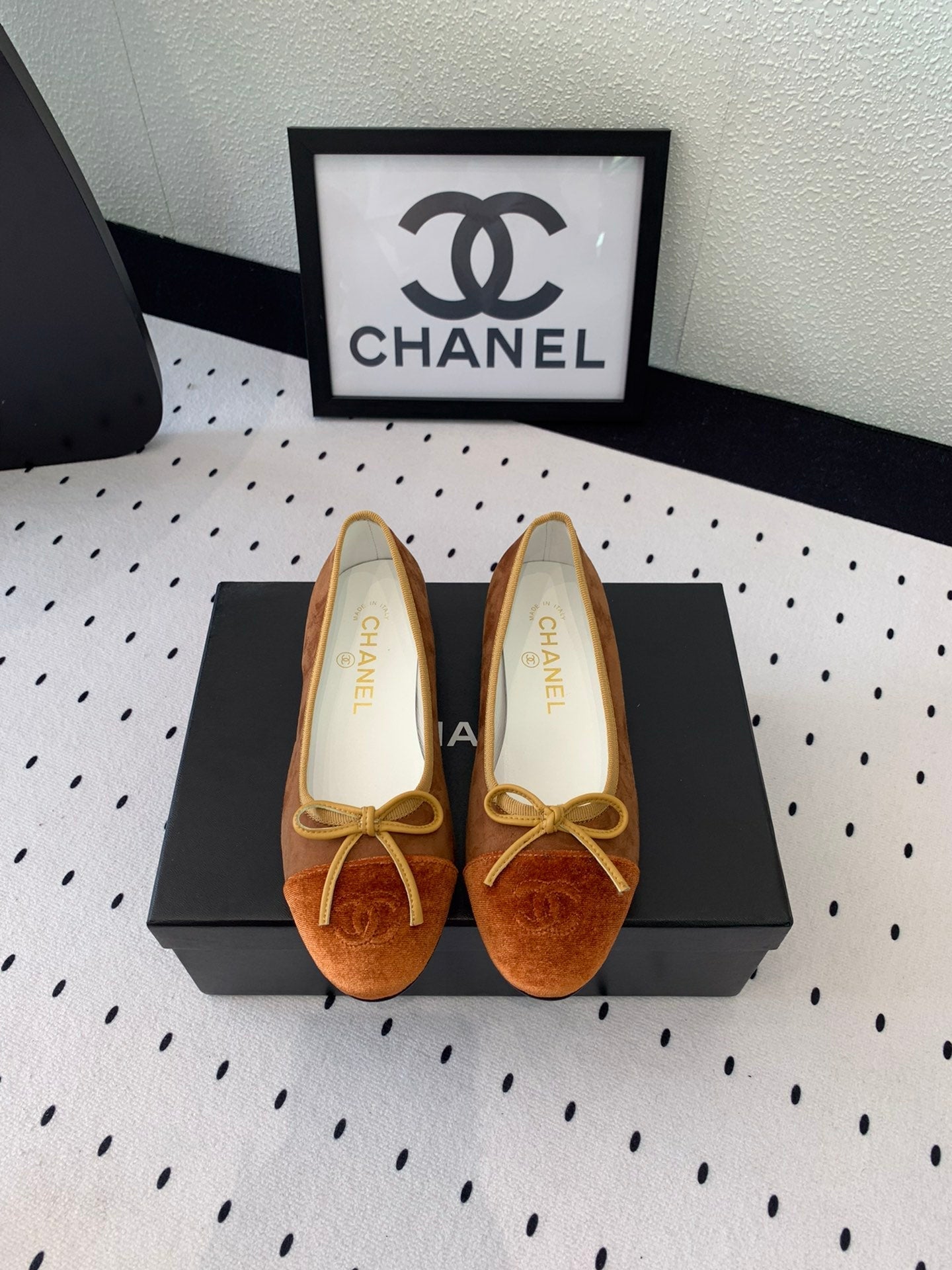 BALLET FLAT LIGHT BROWN MIX BROWN VELVET