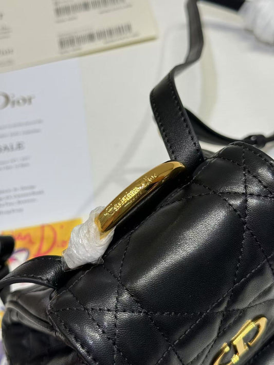 SMALL CARO BACKPACK 20 IN BLACK MACROCANNAGE LAMBSKIN