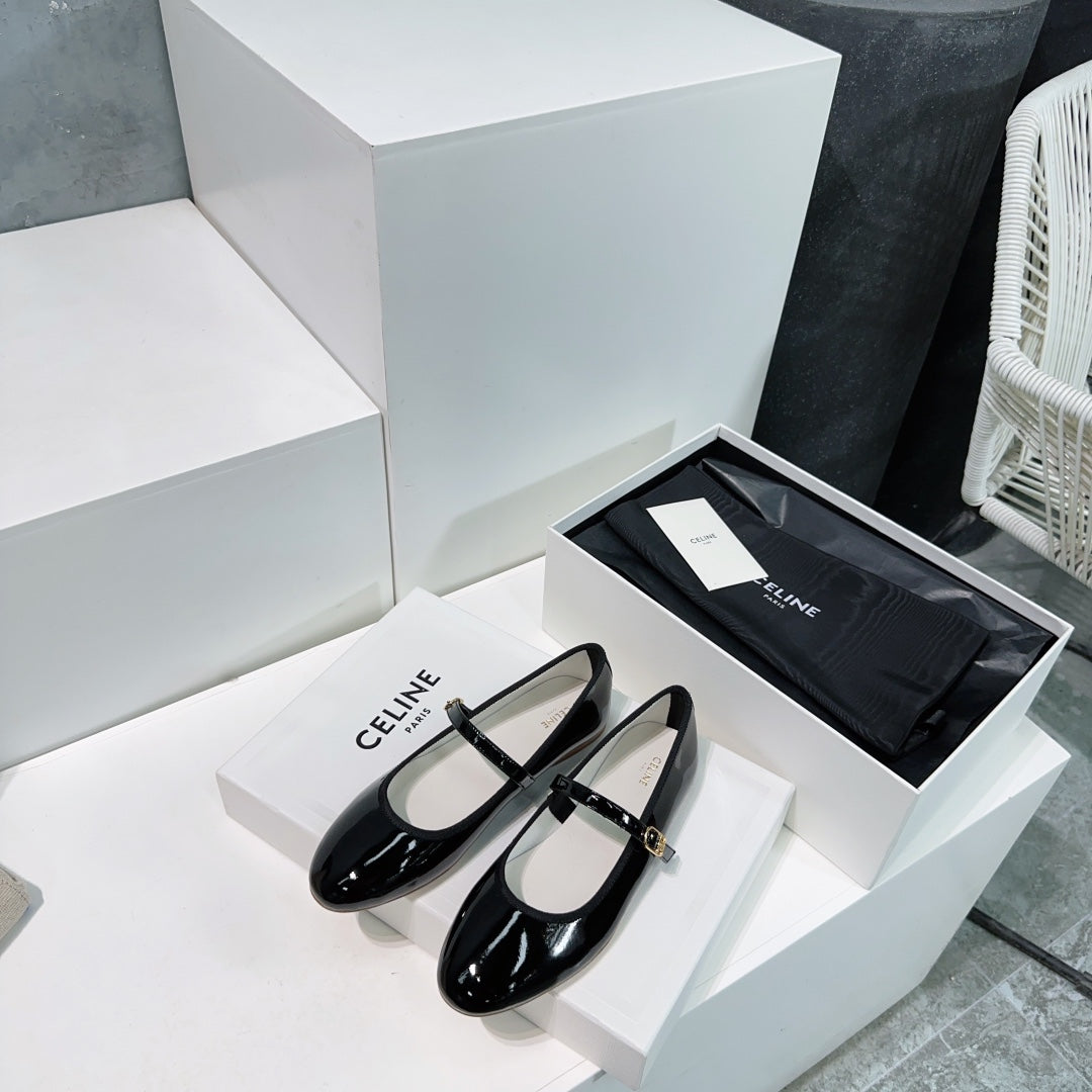 MARRY JANE FLAT IN BLACK PATENT CALFSKIN