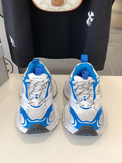 DAD SHOES IN WHITE MIX BLUE MESH AND CALFSKIN