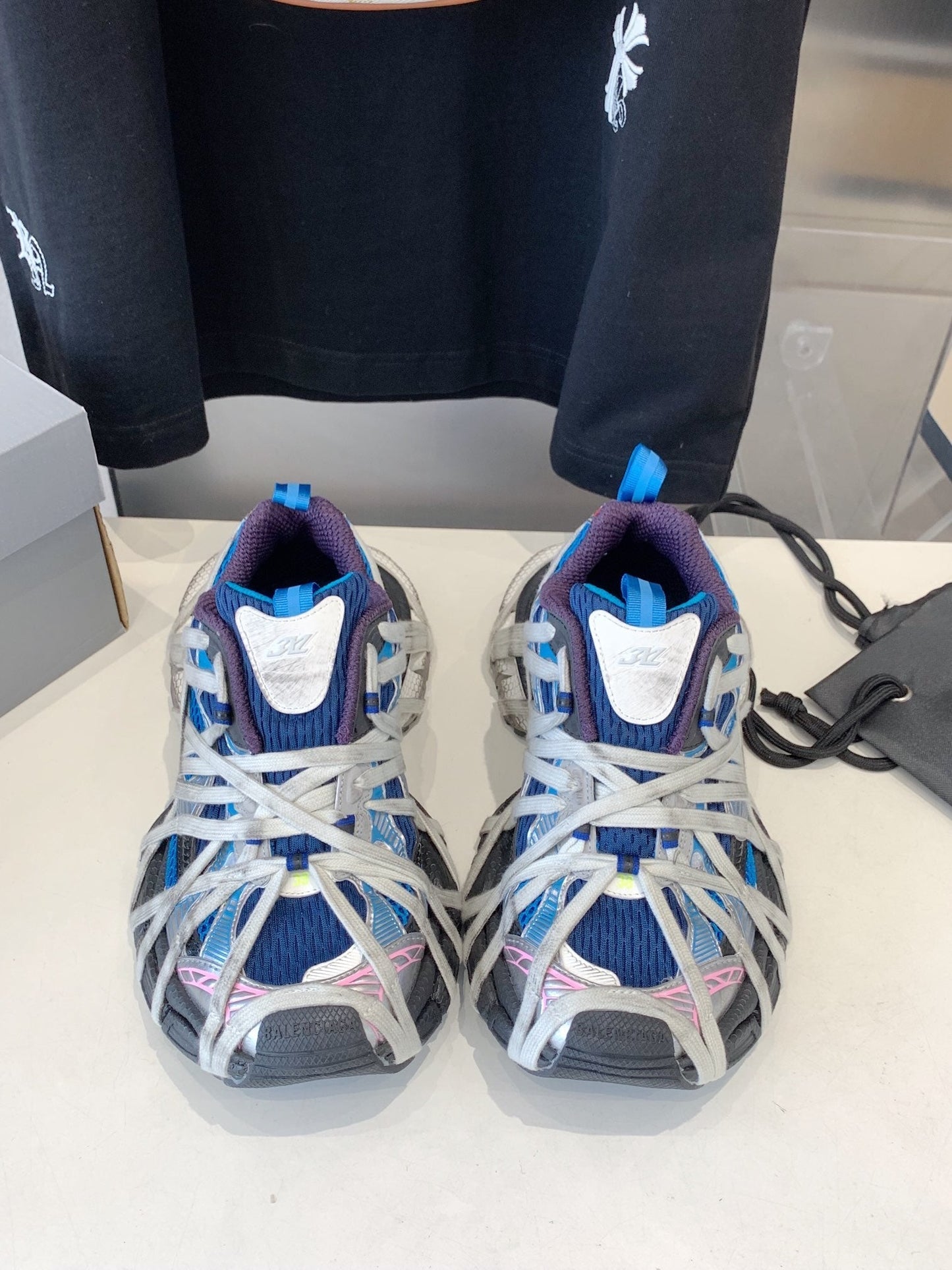 3XL EXTREME LACE SNEAKER BLUE MIX PINK SILVER AND RED