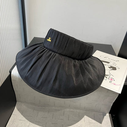WIDE BRIM HALF HEAD HAT MODEL 650342 IN BLACK PLEATED SATIN