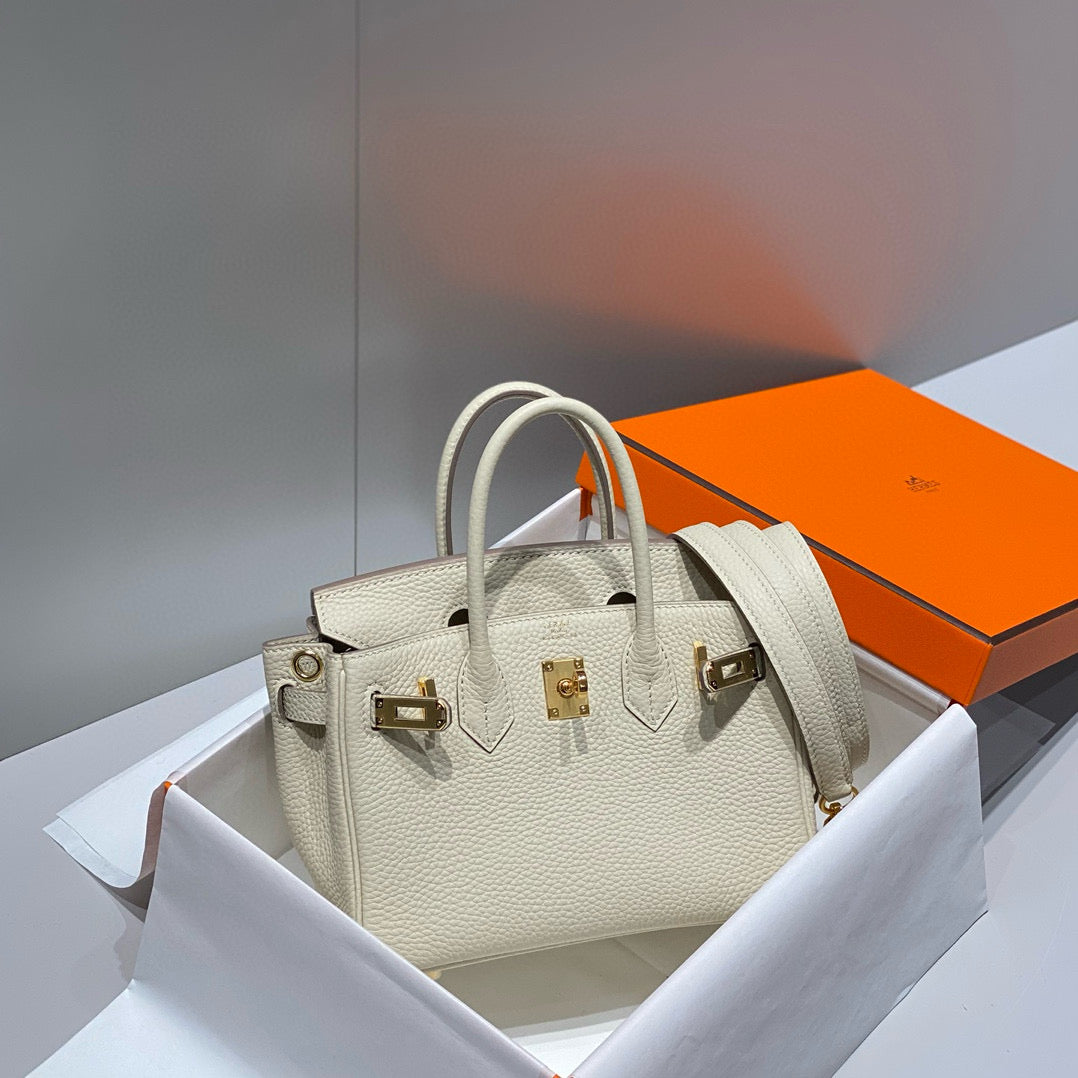 HM BIRKIN 20CM BAG MILKY WHITE TOGO LEATHER GOLD HARDWARE