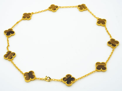 VINTAGE TIGER EYE NECKLACE 10 MOTIFS GOLD