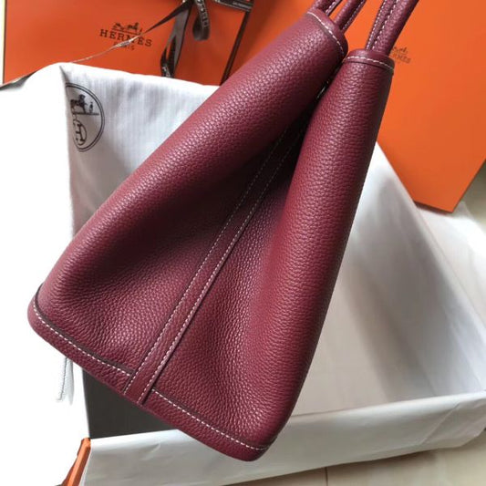HERM Garden Party 30 Bag In Bordeaux Taurillon Leather