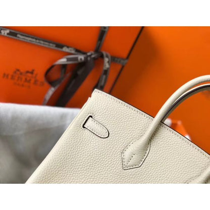 HERM Birkin 25cm Bag In Beton Clemence Leather GHW
