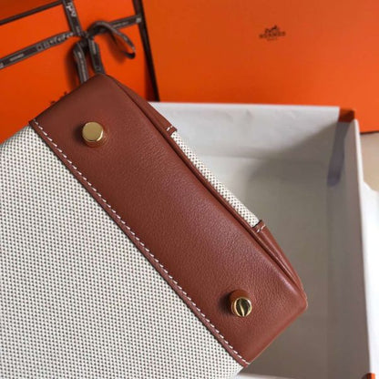 HERM Birkin 30cm Bag In Toile H Canvas With Barenia Leather