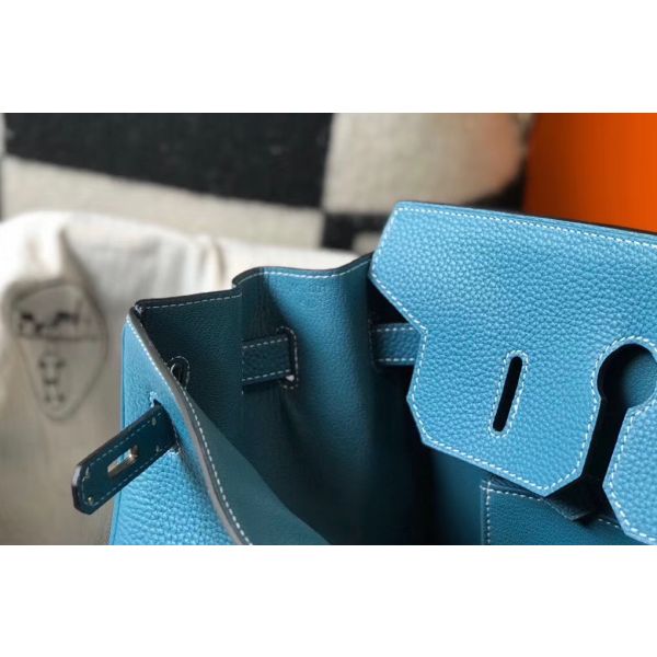 HERM Birkin 30cm Bag In Jean Blue Clemence Leather GHW