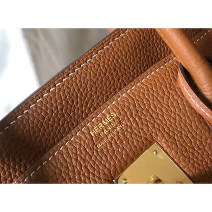 HERM Birkin 30cm Bag In Gold Clemence Leather GHW