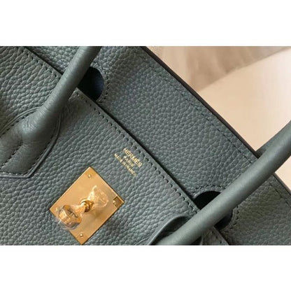 HERM Birkin 35cm Bag In Vert Amande Clemence Leather GHW