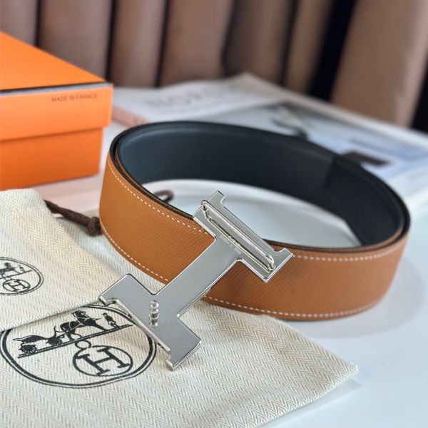 HERM Constance Reversible Belt 38MM in Gold Epsom Calfskin