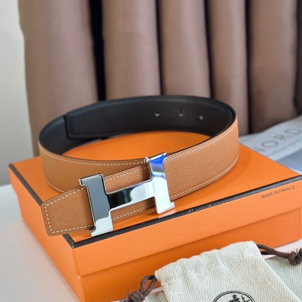 HERM Constance Reversible Belt 38MM in Gold Epsom Calfskin