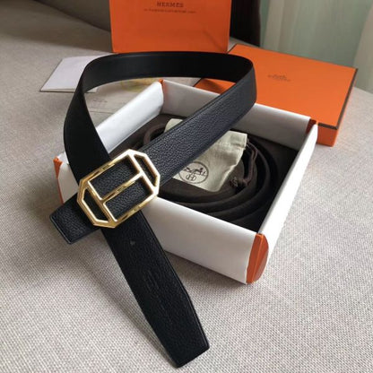 HERM Pad Reversible Belt In Black Clemence Leather