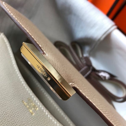 HERM Grey Constance MM 24cm Epsom Leather Bag