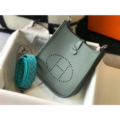 HERM Evelyne III TPM Bag In Vert Amande Clemence Leather