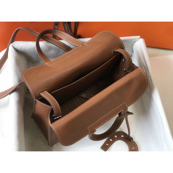HERM Halzan 31cm Bag In Gold Clemence Leather