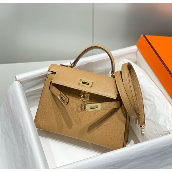 HERM Kelly Mini II Bag In Chai Epsom Leather GHW