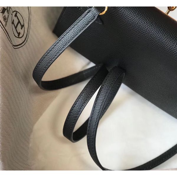 HERM Kelly Mini II Bag In Black Epsom Leather GHW