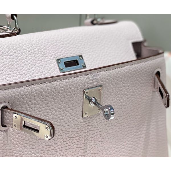 HERM Kelly 20cm Bag In Mauve Pale Clemence Leather PHW