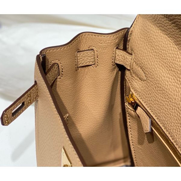 HERM Kelly 25cm Retourne Bag In Chai Clemence Leather GHW