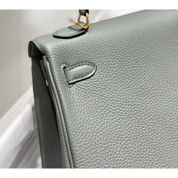 HERM Kelly 25cm Retourne Bag In Gris Meyer Clemence Leather