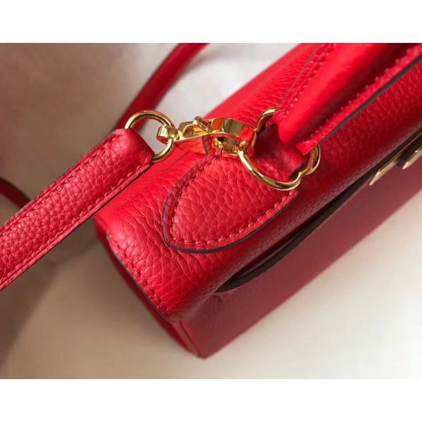 HERM Kelly 25cm Retourne Bag In Red Clemence Leather