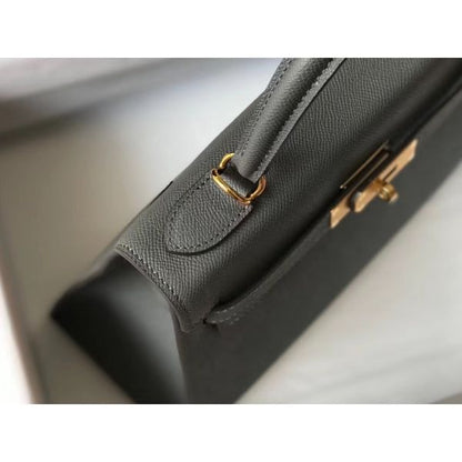 HERM Kelly 28cm Bag In Ardoise Epsom Leather GHW