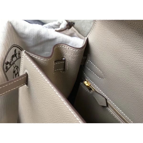 HERM Kelly 28cm Bag In Gris Asphalt Epsom Leather GHW