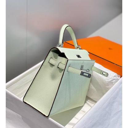 HERM Kelly 28cm Bag In Vert Fizz Epsom Leather PHW