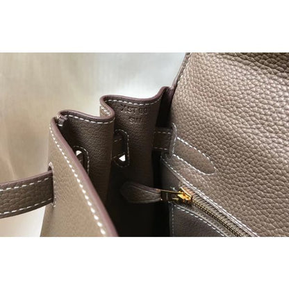 HERM Kelly 32cm Bag In Taupe Grey Clemence Leather GHW
