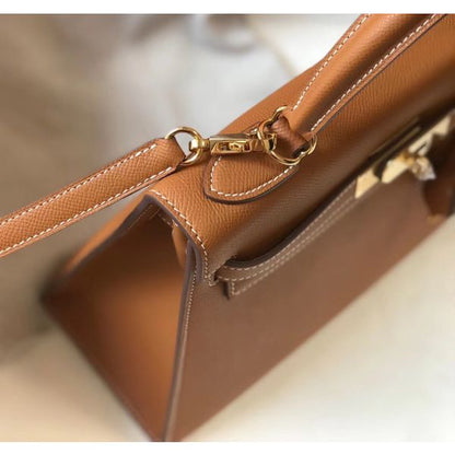HERM Kelly 32cm Bag In Gold Epsom Leather GHW