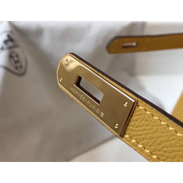 HERM Kelly 32cm Bag In Yellow Epsom Leather GHW