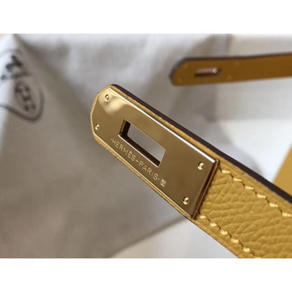 HERM Kelly 32cm Bag In Yellow Epsom Leather GHW