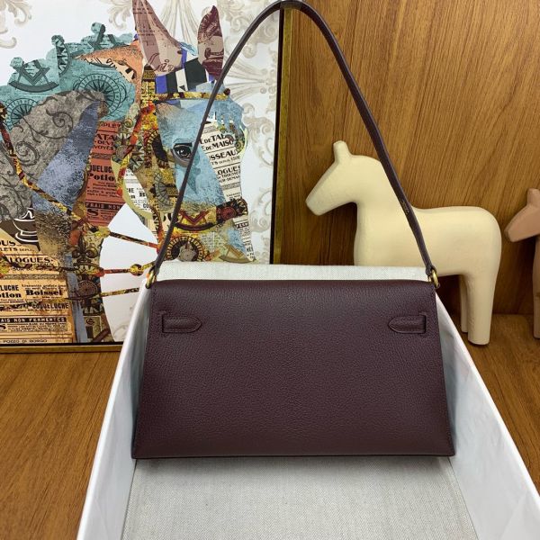 HERM Kelly Elan Handmade Bag In Rouge Sellier Chevre Mysore Leather
