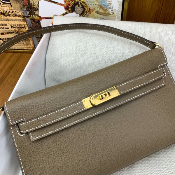 HERM Kelly Elan Handmade Bag In Taupe Epsom Leather