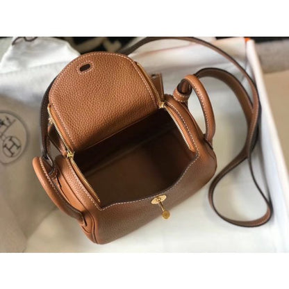 HERM Lindy Mini Bag In Gold Clemence Leather GHW