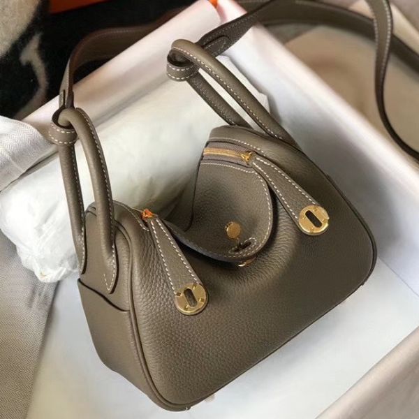 HERM Lindy Mini Bag In Taupe Clemence Leather GHW