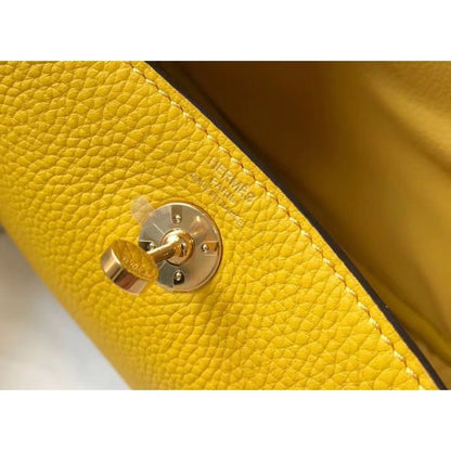 HERM Lindy Mini Bag In Yellow Clemence Leather GHW