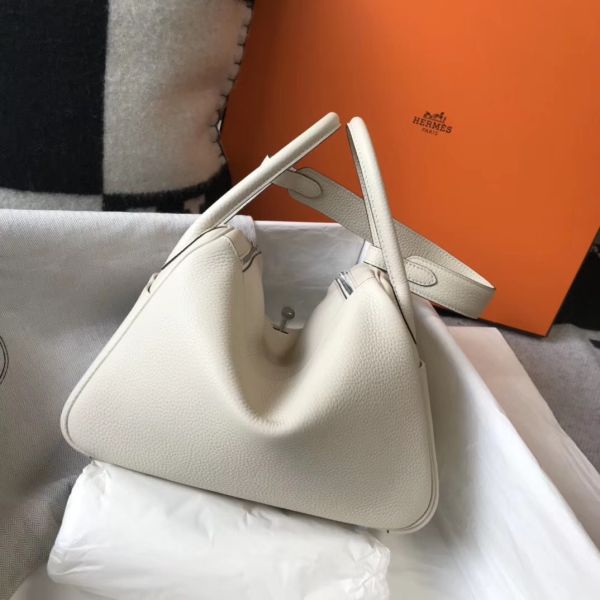 HERM Lindy 26cm Bag In Beton Clemence Leather PHW