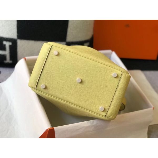 HERM Lindy 26cm Bag In Jaune Poussin Clemence Leather GHW