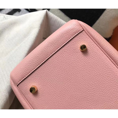 HERM Lindy 26cm Bag In Pink Clemence Leather GHW