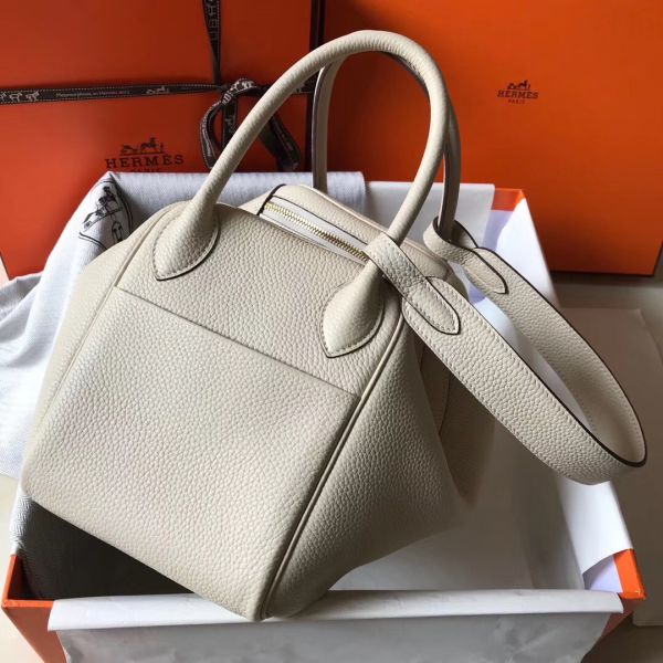HERM Lindy 30cm Bag In Beton Clemence Leather GHW