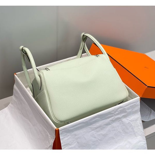 HERM Lindy 30cm Bag In Vert Fizz Clemence Leather PHW