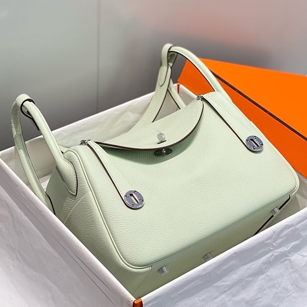 HERM Lindy 30cm Bag In Vert Fizz Clemence Leather PHW