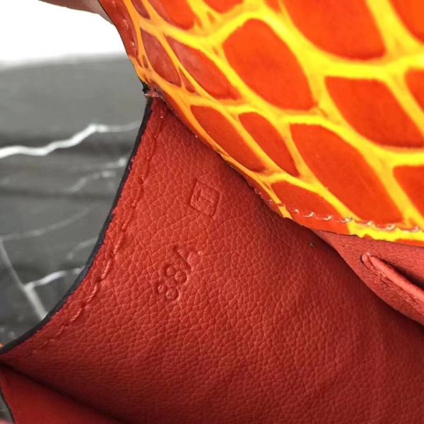 HERM Medor Clutch Bag In Orange Crocodile Leather
