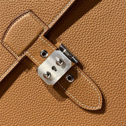 HERM Sac a Depeches 38 Briefcase in Gold Clemence Leather